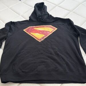 Black Superman Logo Hoodie with pockets
